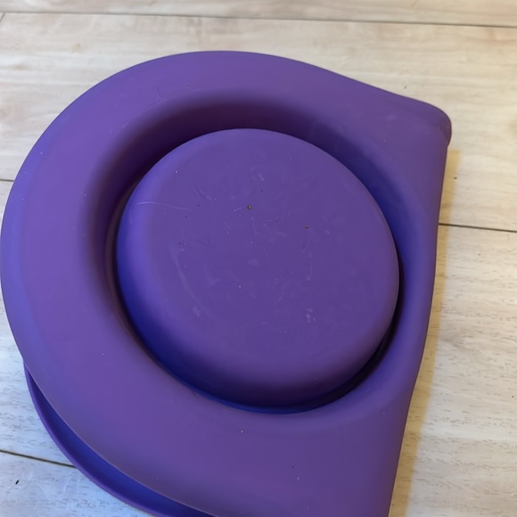 Messy Cat Bowls tray Modern Double Feeder purple silicon stainless steel bowls - Picture 8 of 14